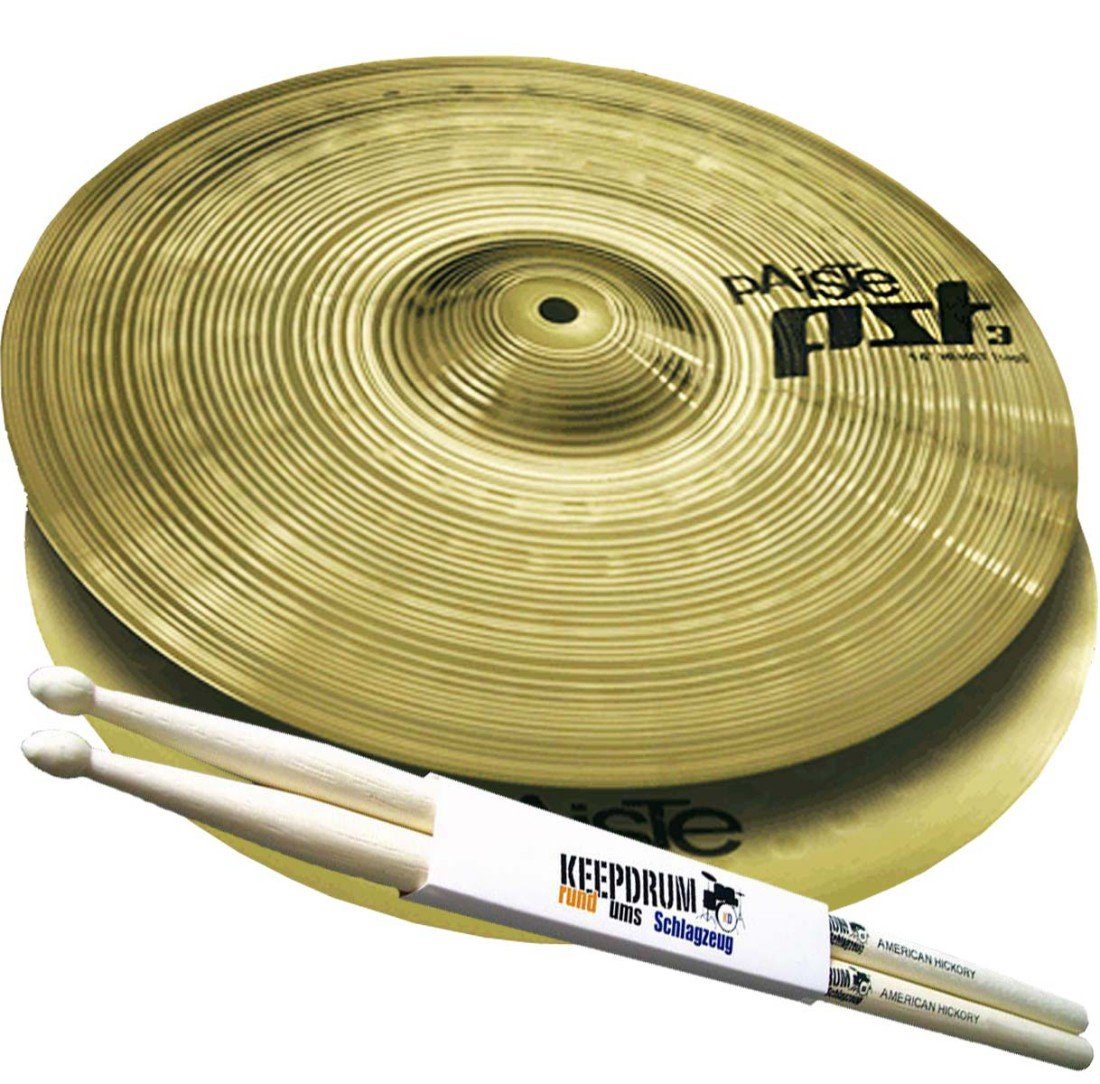 Schlagzeug Paiste PST3 13 Zoll HiHat Becken mit Schlagzeugstöcken