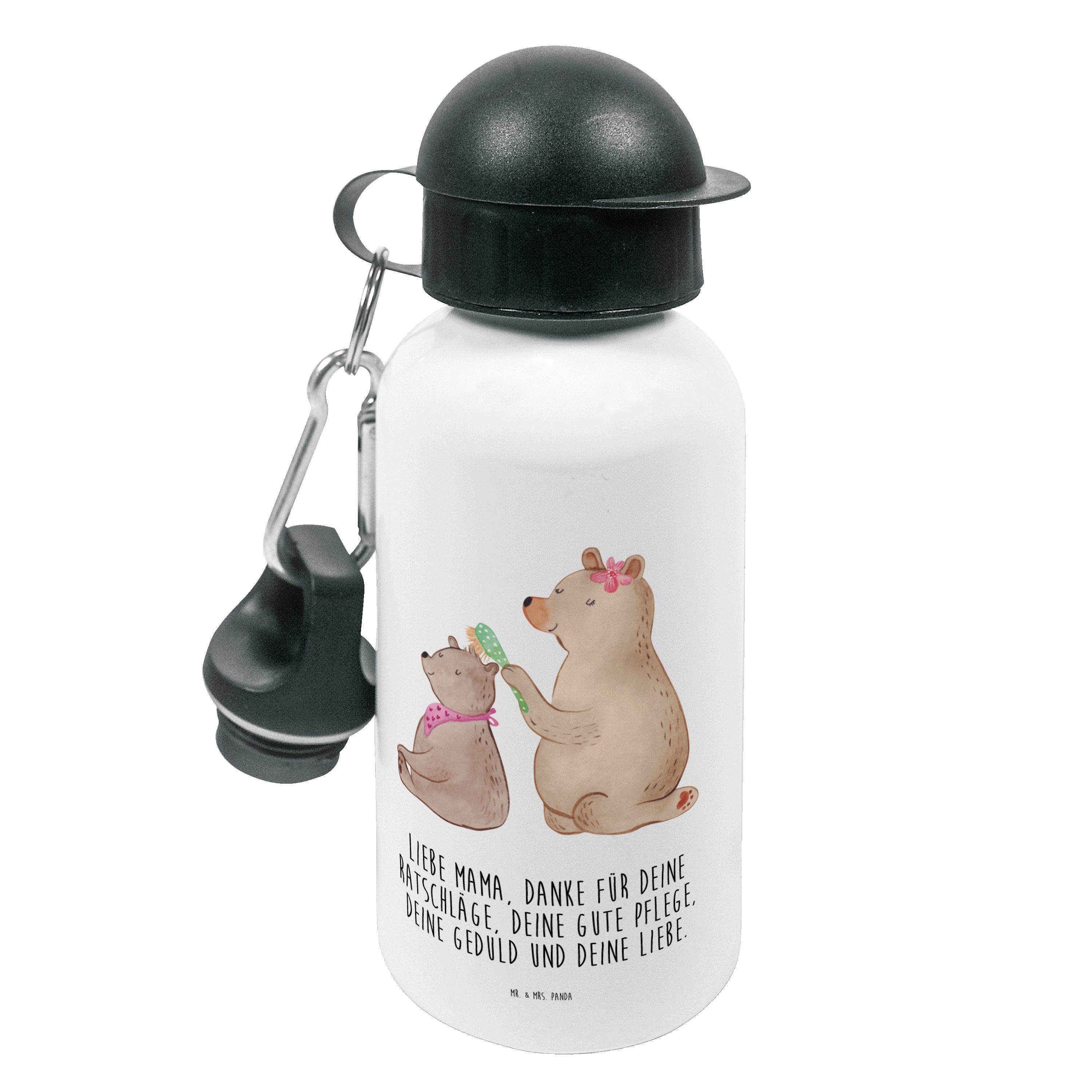 Mr. & Mrs. Panda Trinkflasche Bär mit Kind - Weiß - Geschenk, Schwester, Mädchen, Flasche, Kinder