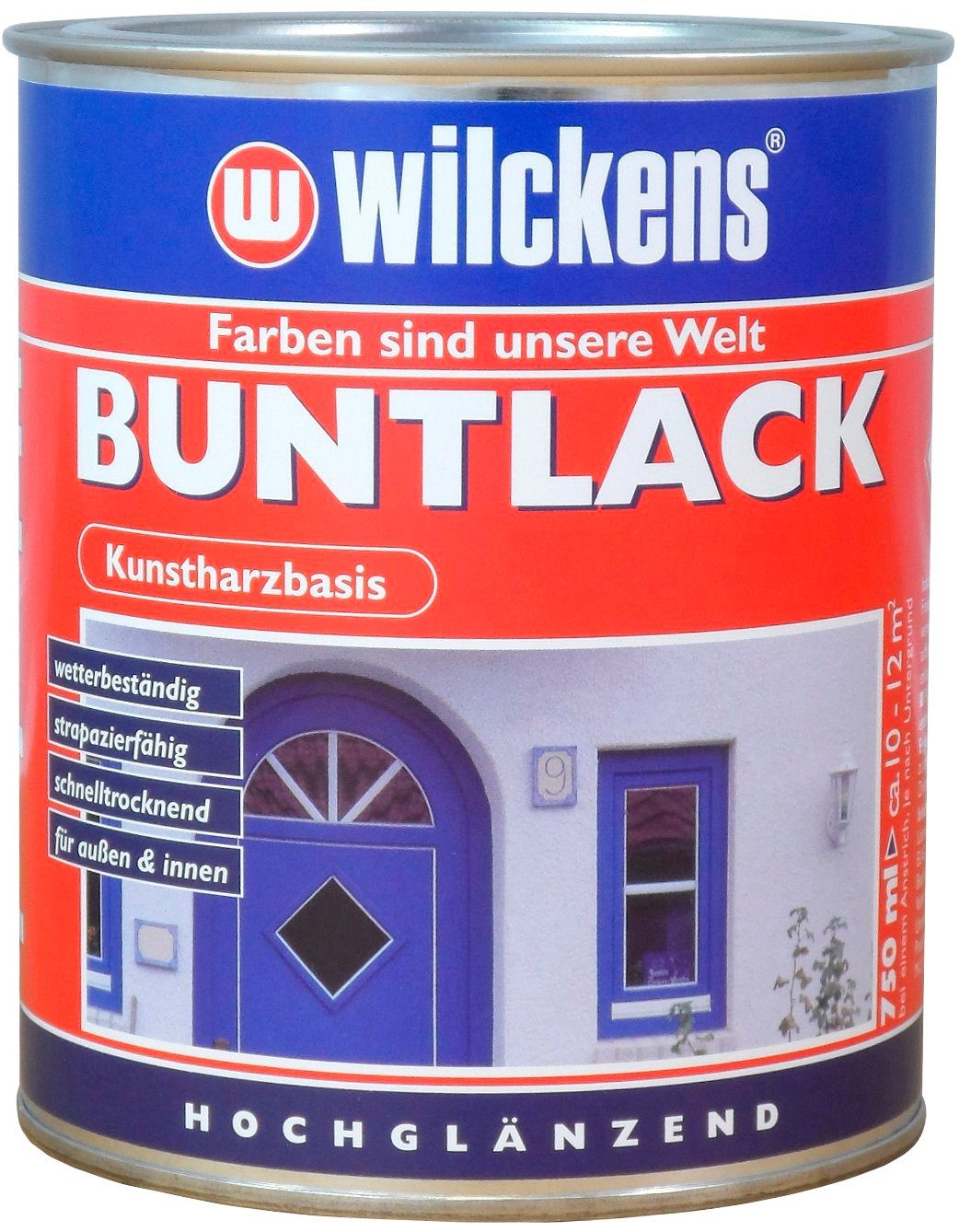 Wilckens Farben Kunstharz-Lack Buntlack enzianblau hochglänzend, Aromatenfreier Kunstharzlack