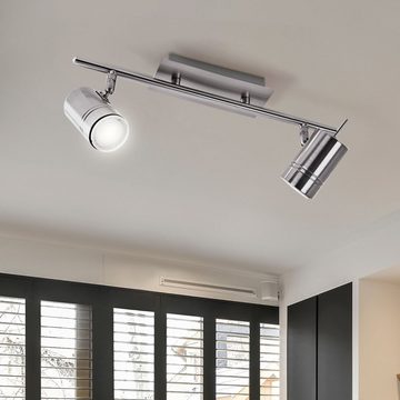 EGLO LED Deckenleuchte, Leuchtmittel nicht inklusive, Wand / Decken Spot Leuchte Stahl Nickel-matt 2-flammig Esszimmer