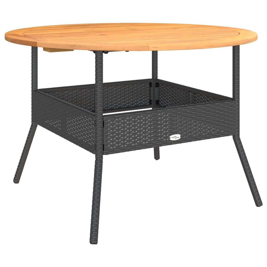 Gartentisch Gartentisch mit Holzplatte Schwarz Ø110x71 cm Poly Rattan