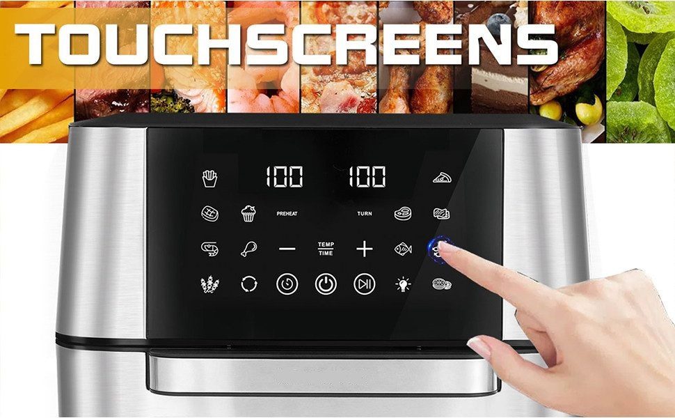 PHILODECO Heißluftfritteuse Mini-Backofen 12L, 1800W, 10 Programme, Sichtfenster, Innenbeleuchtung, 1800 W, Innenbeleuchtung, Timer, 7 Anhänge