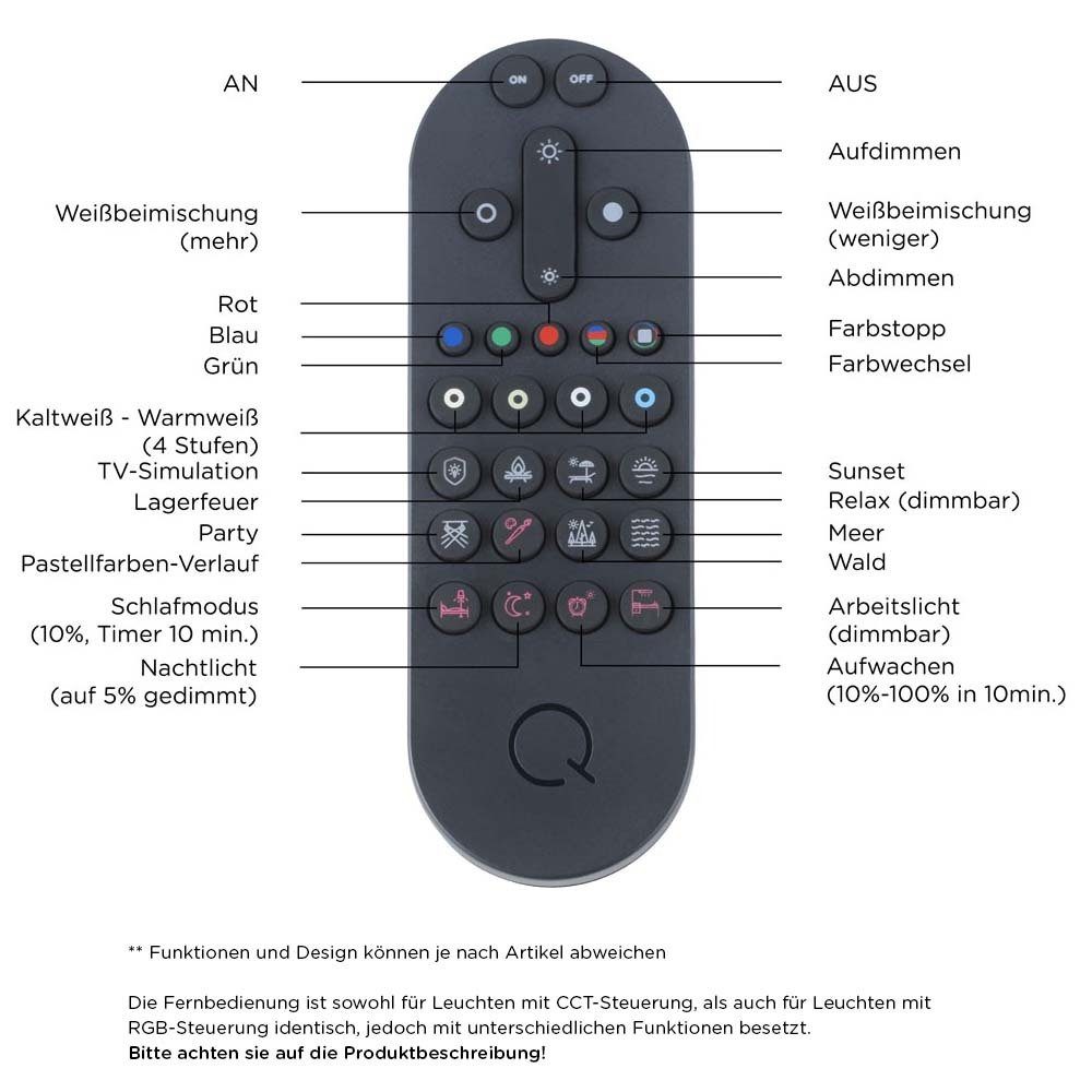 Home, Paul Smarte Neuhaus Stehlampe dimmbar Smart LED Alexa Home, Leuchtmittel, Dimmfunktion, LED-Leuchte Farbwechsel, mit Fernbedienung, Memoryfunktion, RGB Smart CCT CCT-Farbtemperaturregelung, Q-Adriana