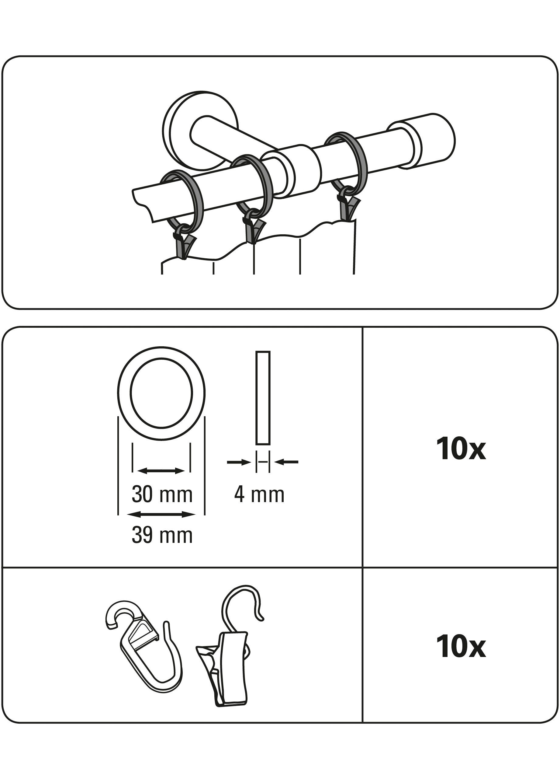 GARDINIA Gardinenring Endkappe, (10-St), Serie Gardinenstange günstig online kaufen