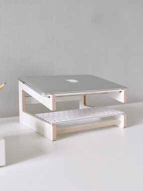 stocubo GmbH Schreibtisch Design-Laptopständer weiß aus Holz, hochwertiges Multiplex, für alle gängigen Laptops