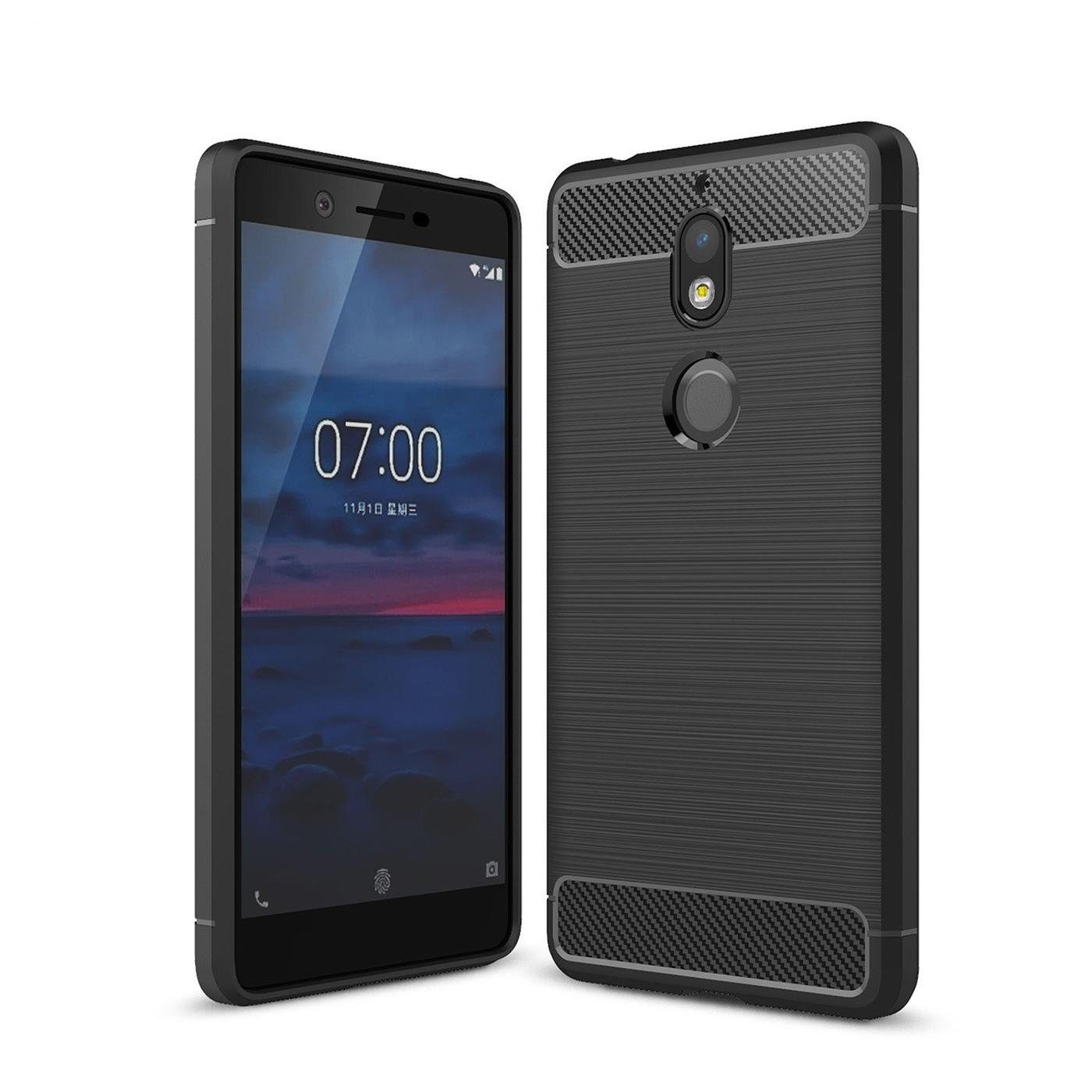 CoolGadget Handyhülle Carbon Handy Hülle für Nokia 7 5,2 Zoll, robuste Telefonhülle Case Schutzhülle für Nokia 7 Hülle