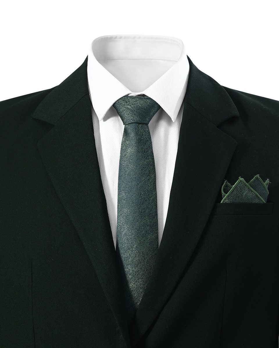 Allthemen Krawatte (Set) Herren Krawatte & Einstecktuch Set Retro Fischgrat Jacquard Business