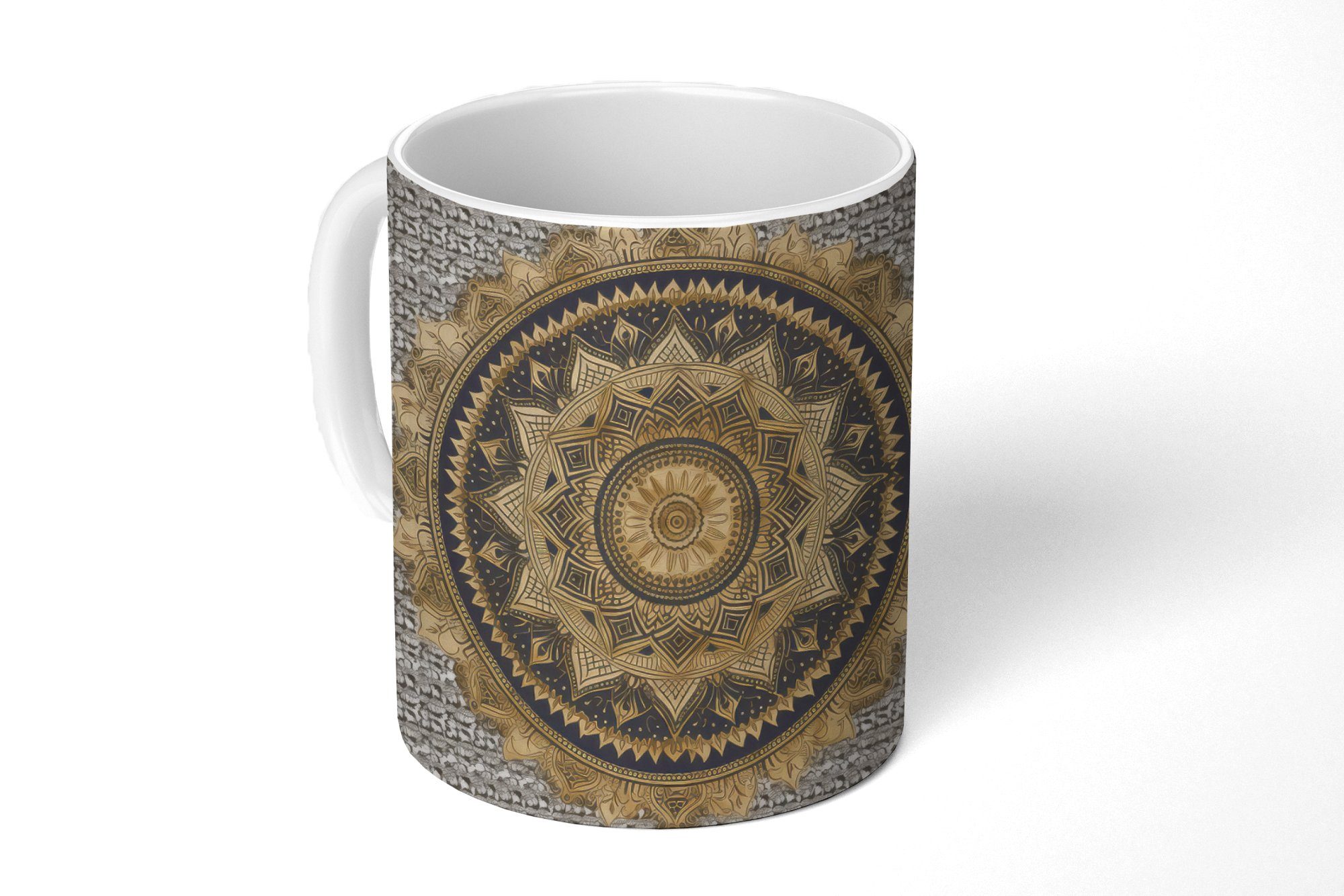 MuchoWow Tasse Mandala - - Bohème, - Geschenk Luxus Becher, - Kaffeetassen, Gold Blume Keramik, Teetasse, Teetasse