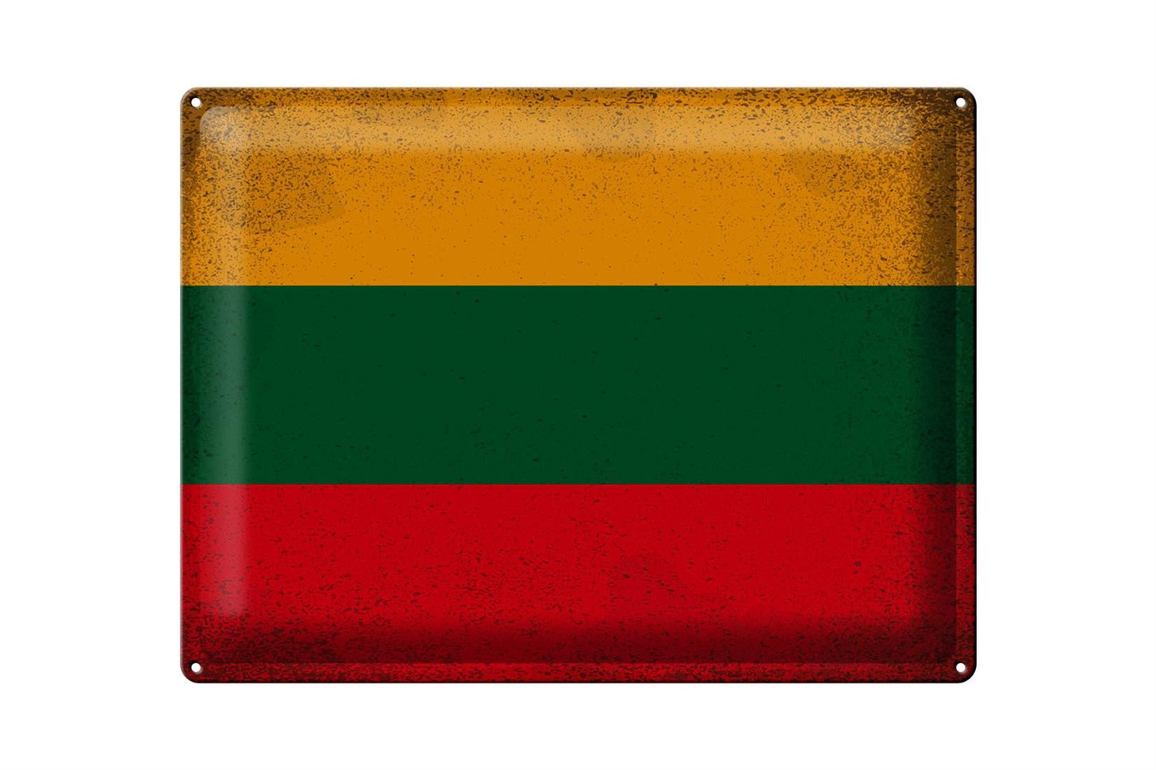 Metallschild Flagge Litauen 40x30cm Flag Lithuania Vintage