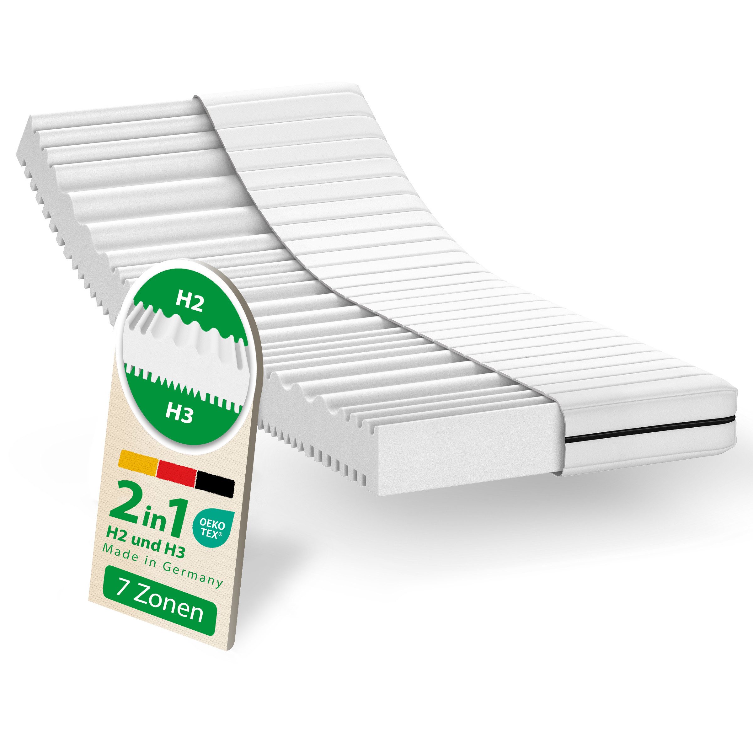 Kaltschaummatratze H2/H3, ergonomische 7-Zonen Wendematratze, Schlaftroll, günstig online kaufen