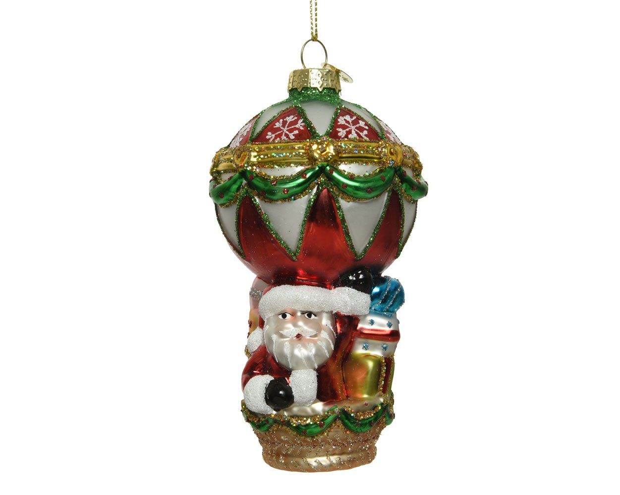 Decoris season decorations Christbaumschmuck, Christbaumschmuck Glas Weihnachtsmann im Heißluftballon 13cm bunt