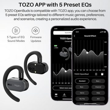 TOZO Open Buds Leichte Kabellos 5.3 mit Mehrwinkelverstellung In-Ear-Kopfhörer (Dynamische Passform für perfekten Halt bei jeder Aktivität., Offenes Ohrdesign für langanhaltenden Komfort Kristallklare Anrufe)