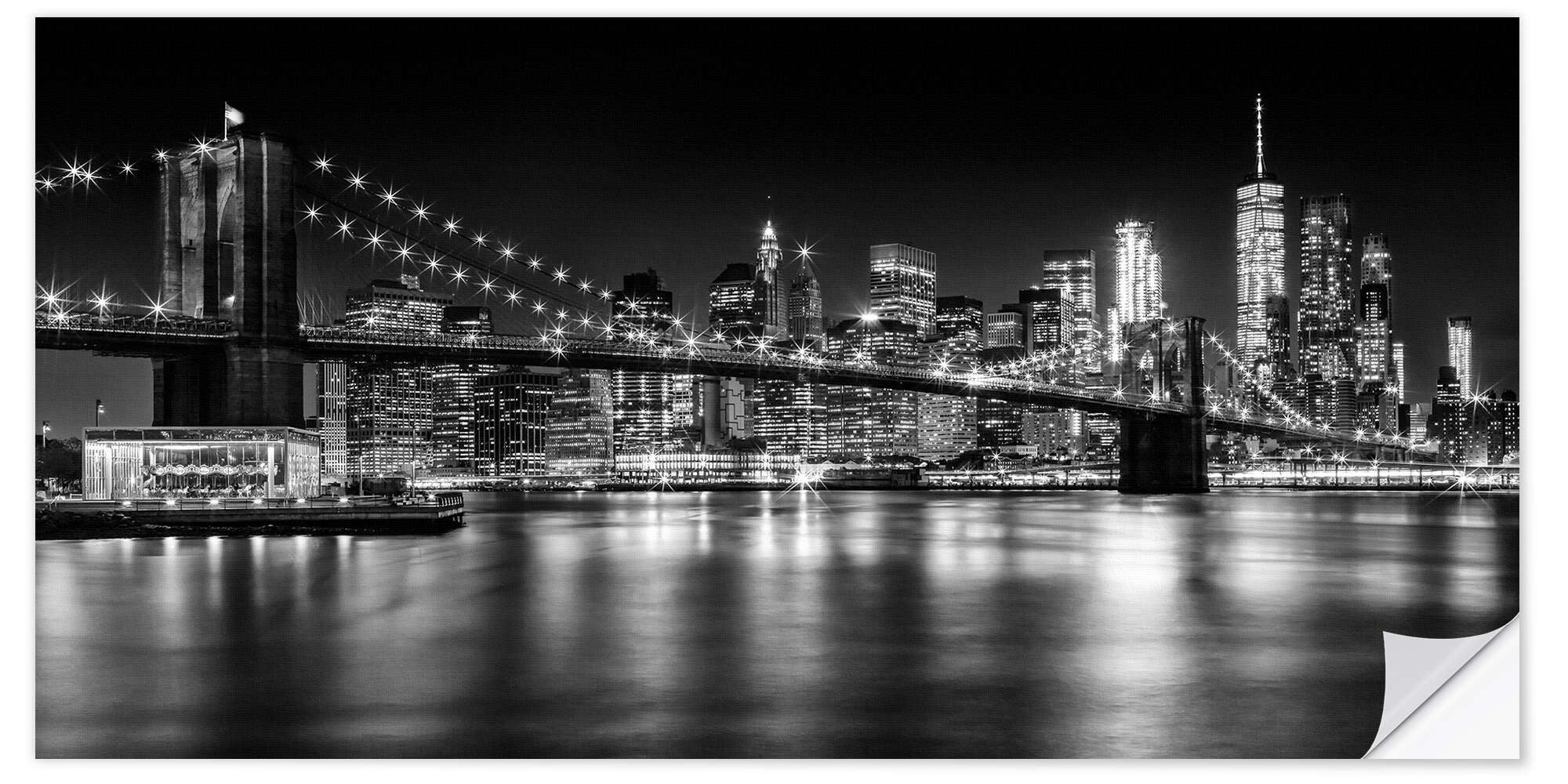 Posterlounge Wandbild Skyline von New York bei Nacht I, Melanie Viola, erhältlich als Poster, Leinwandbild, Wandsticker oder Acrylglasbild