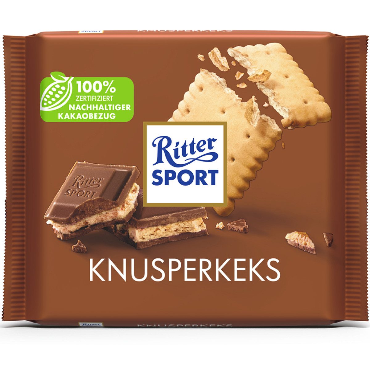 Ritter SPORT Schokolade, Ritter Sport Knusperkeks Butterkeks mit Milch Kakao Cremefüllung 100g