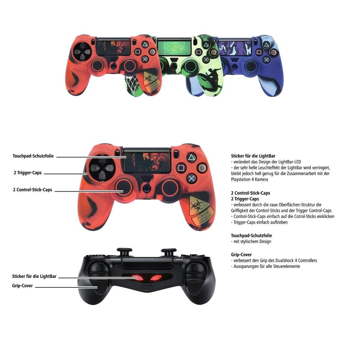 den PS4 PlayStation Undead Dualshock für 7in1-Zubehör-Set 4 Hama Slim Controller Zubehör 4 Pro