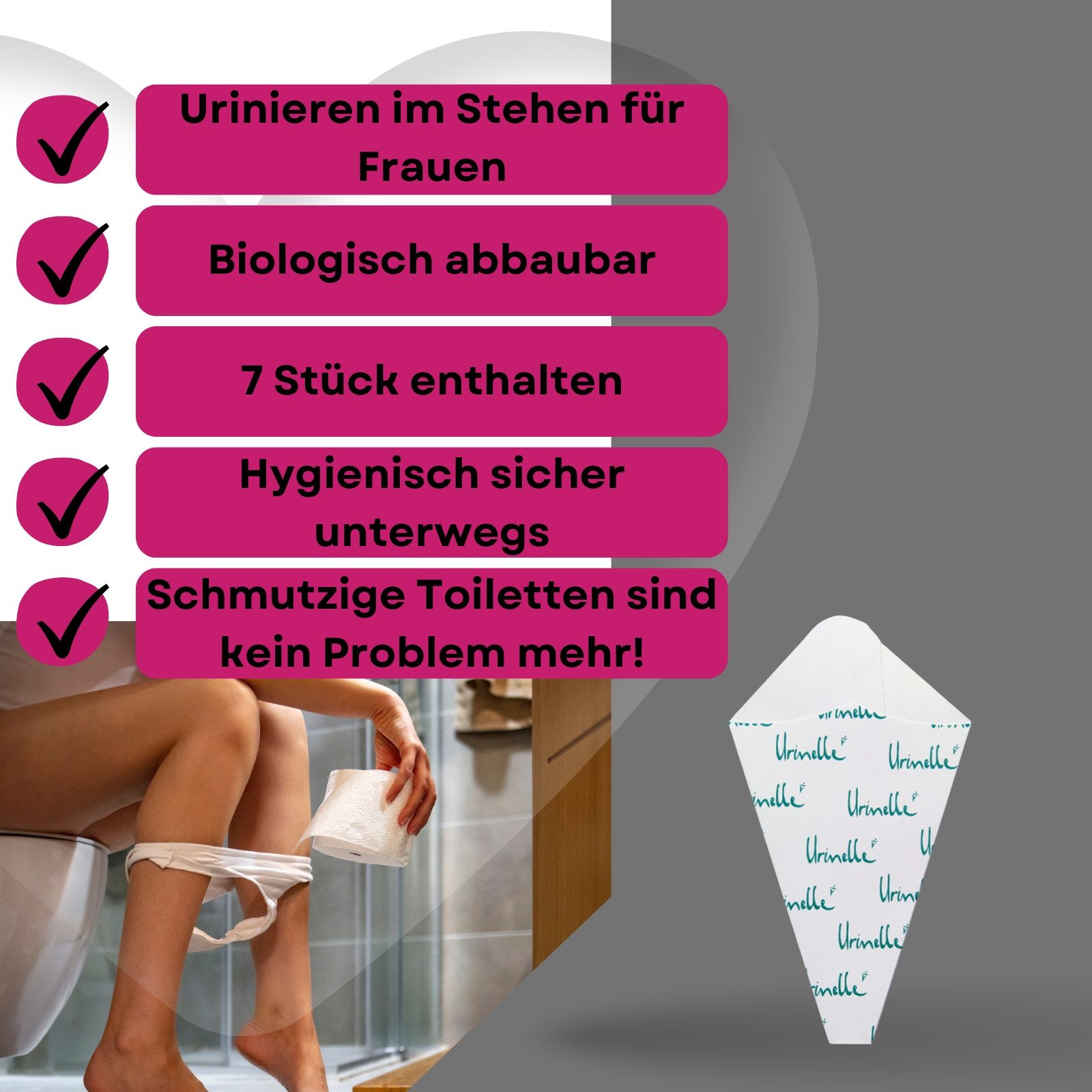 Lovelyness Urinal Urinelle Damen Einweg Urinal aus Papier 7 Stück, (7-tlg)