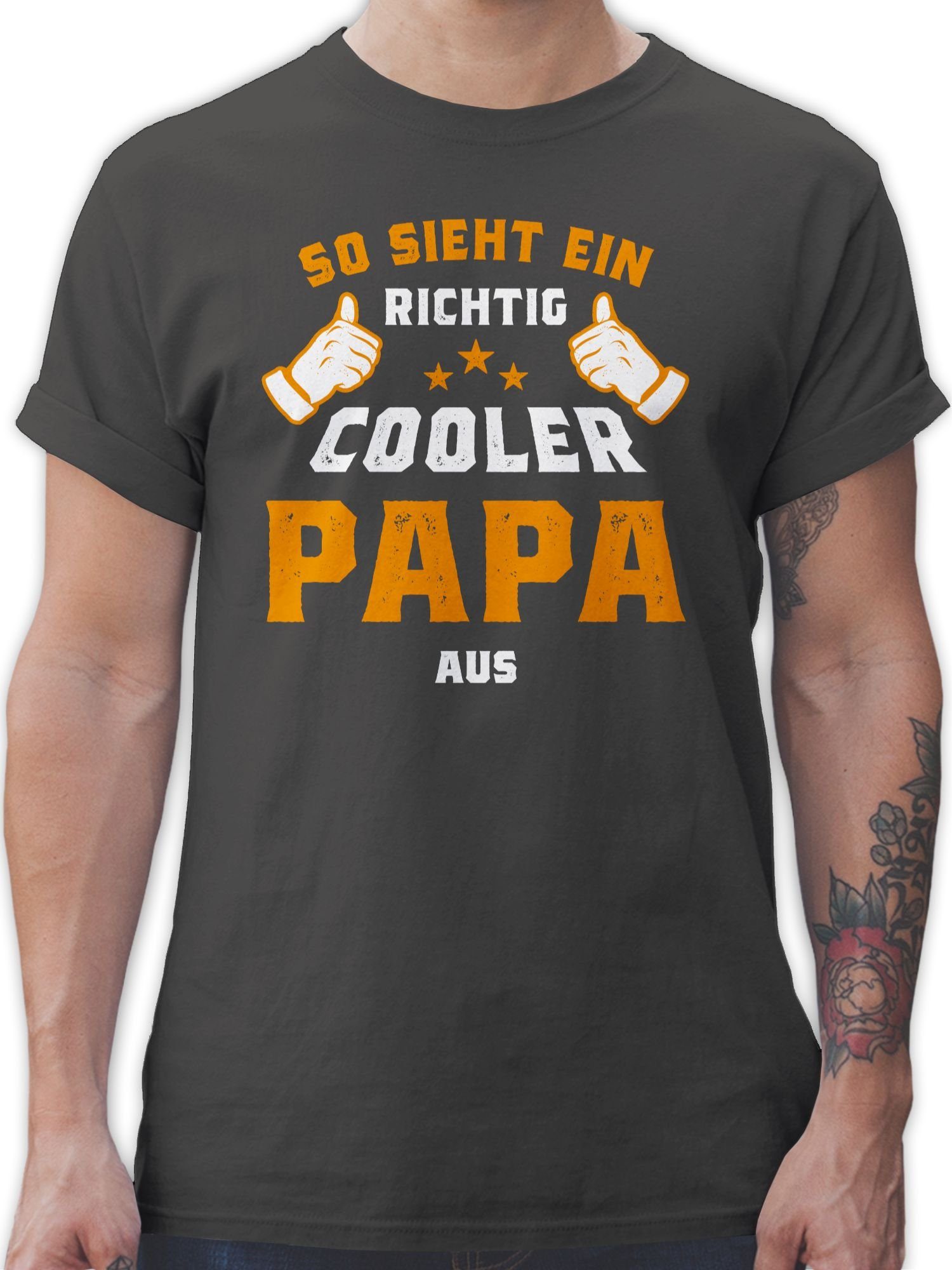 Shirtracer T-Shirt So sieht ein richtig cooler Papa aus Orange Vatertag Geschenk für Papa 1 Dunkelgrau
