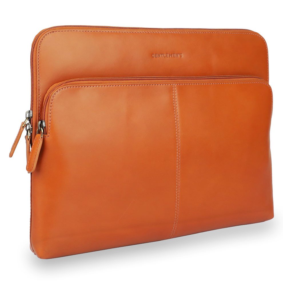 Gentlemen's Laptop-Hülle Laptopsleeve - Echtleder Laptophülle, 5 Fächer für Ladekabel, Tracker 14-16 Zoll, Für 14 und 16 Zoll