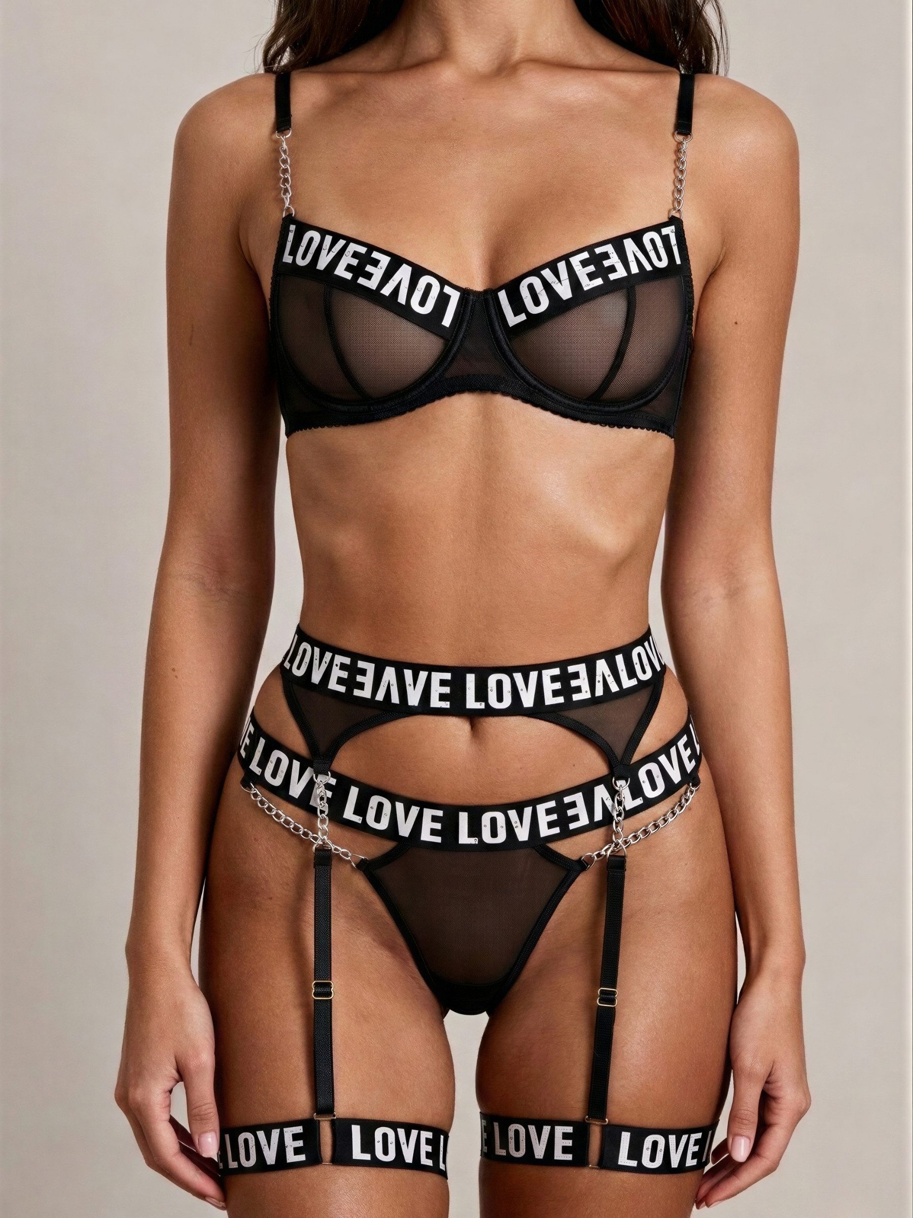 Elegant Love Set: Bügelloser BH Damen Dessous-Set, BH-Set mit Druckmuster – günstig online kaufen