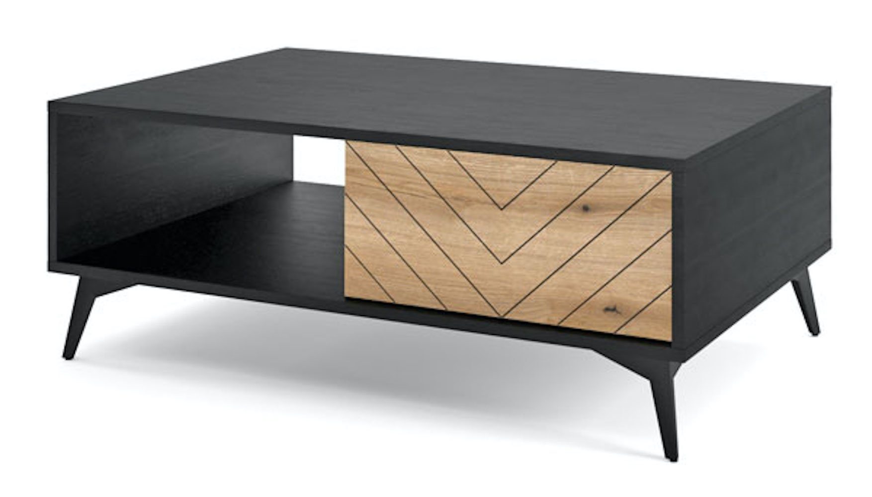 Feldmann-Wohnen Couchtisch Diamond, 103,5x68cm Evoke Oak schwarz