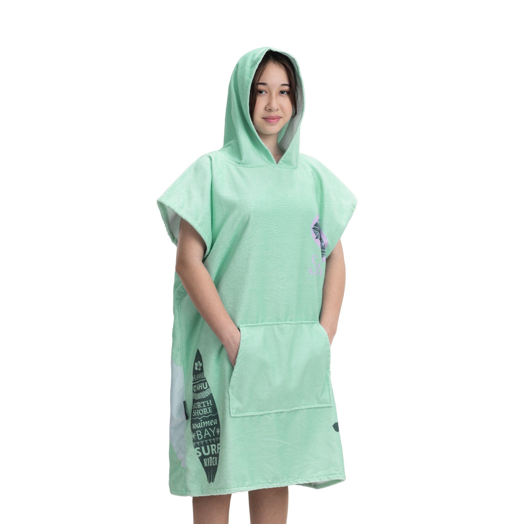 HOMELEVEL Bademantel Badeponcho für Kinder und Teenager - Poncho Handtuch mit Kapuze, Baumwolle