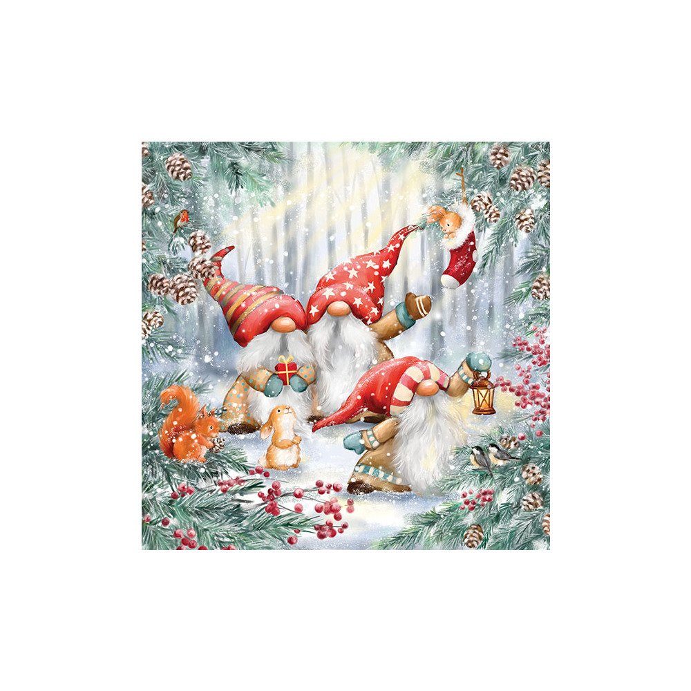 Ambiente® Papierserviette Wichtel im Winterland, (20 St), 33 cm x 33 cm