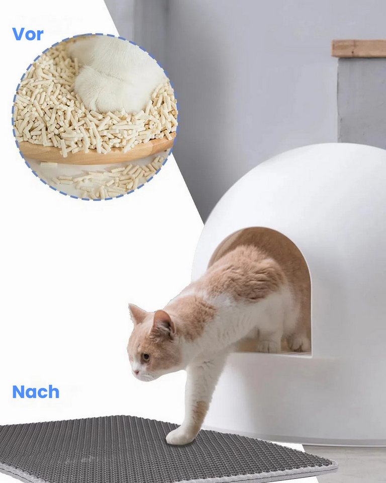 Thumbnail - LEAZZLE Katzentoilette Katzenstreu Matte Katzenstreumatte aus EVA-Material, 60 x 40 cm, Doppellagige Katzenstreumatte fü...