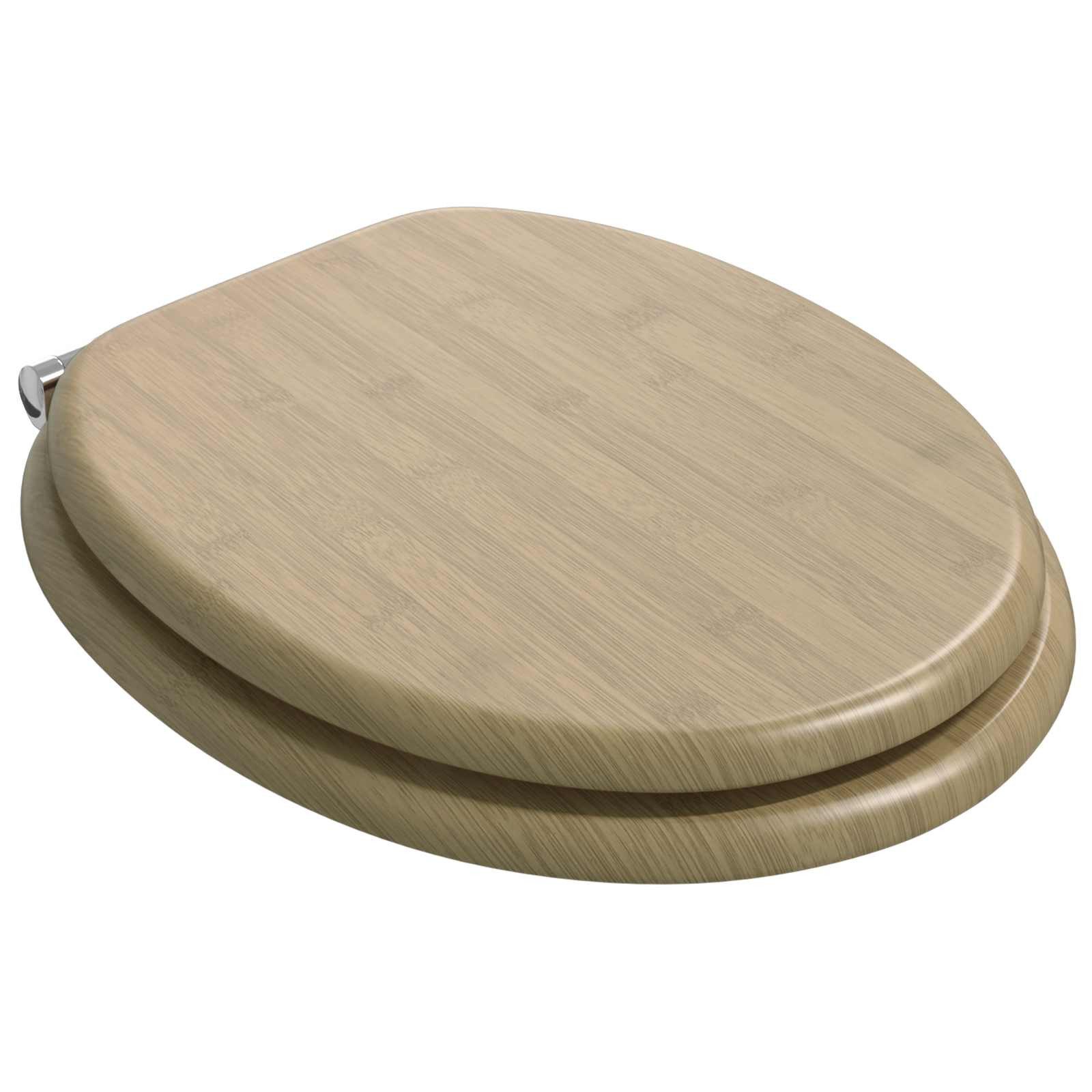 vidaXL WC-Sitz Soft-Close Toilettensitz Heller Bambusfarbton 44 x 38 cm (1-St)