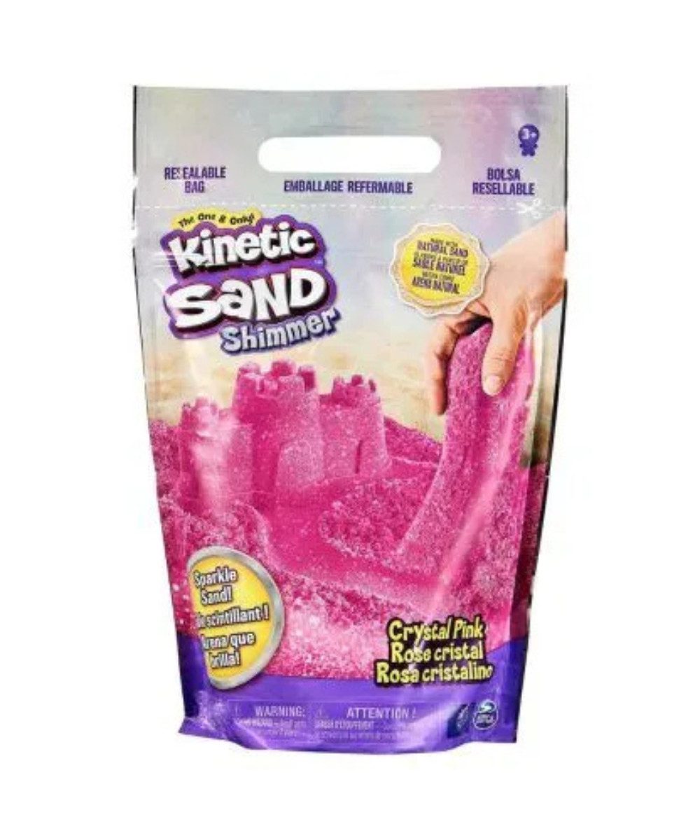 Spin Master Spielsand Spin Master Kinetic Sand Shimmer (pink) (packung, 1-St., Kinetic Sand), Wiederverschließbarer Verkaufsbeutel zur Aufbewahrung