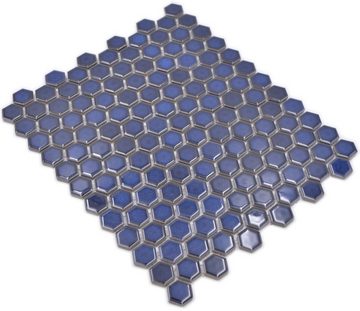 Mosani Mosaikfliesen Hexagonale Sechseck Mosaik Fliese Keramik mini kobaltblau