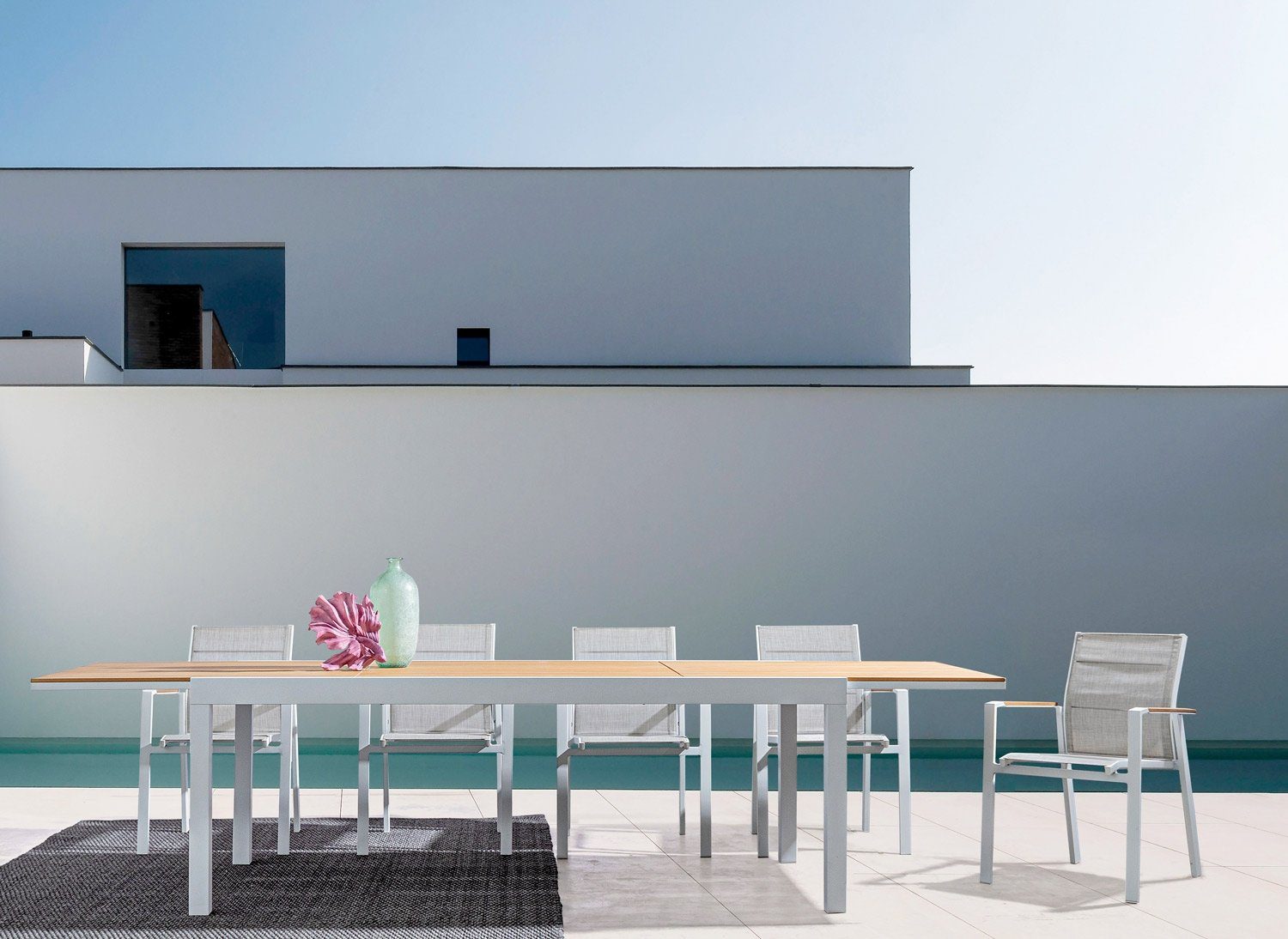 Bizzotto Gartentisch KUBIK, - Aluminium, Tischplatte x 140 Witterungsbeständig Weiß, 90 Polywood, Ausziehbar, aus 200 cm, Braun