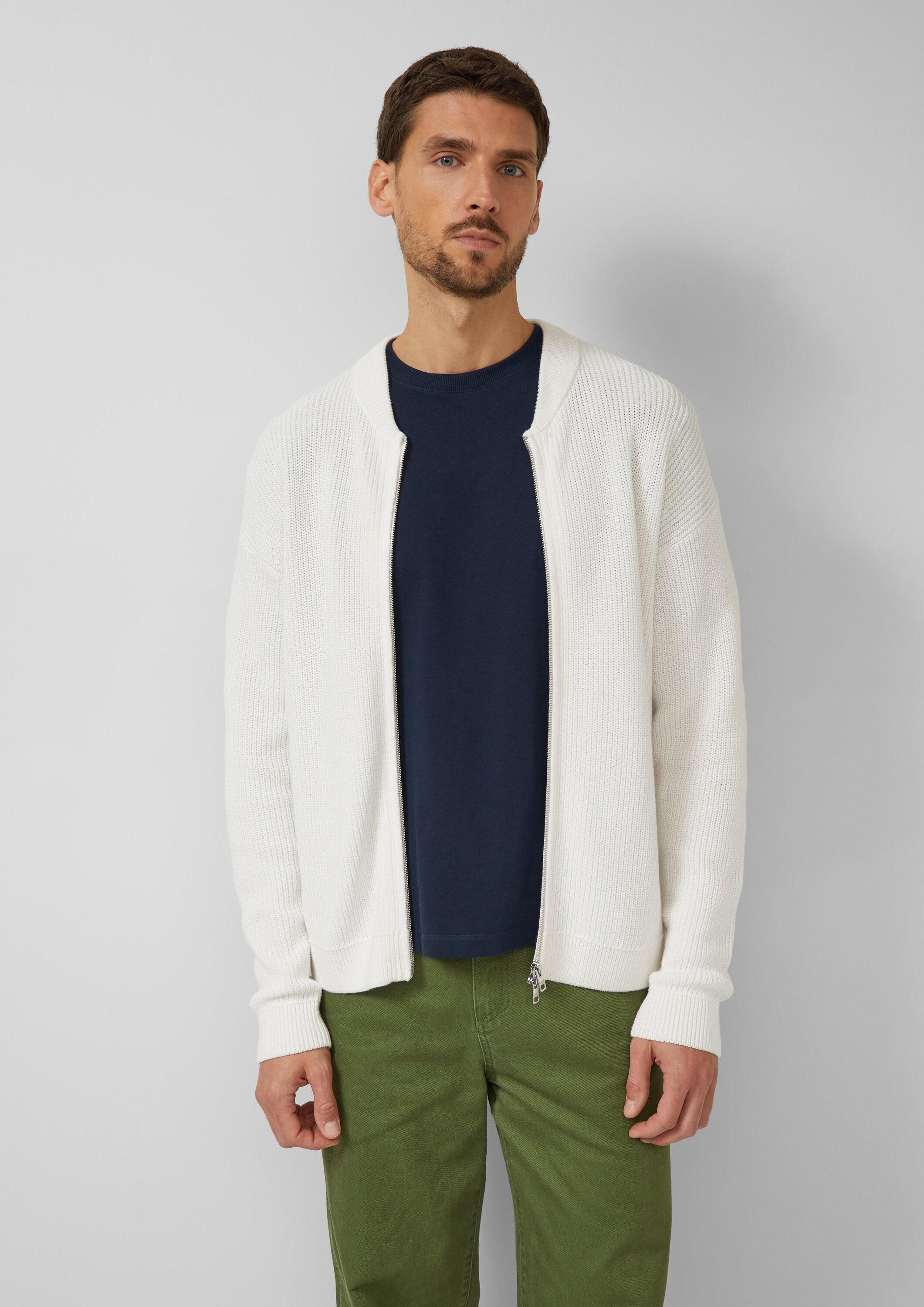 s.Oliver Cardigan Strickjacke Strickjacke mit Bomberkragen und Zwei-Wege-Reißverschluss
