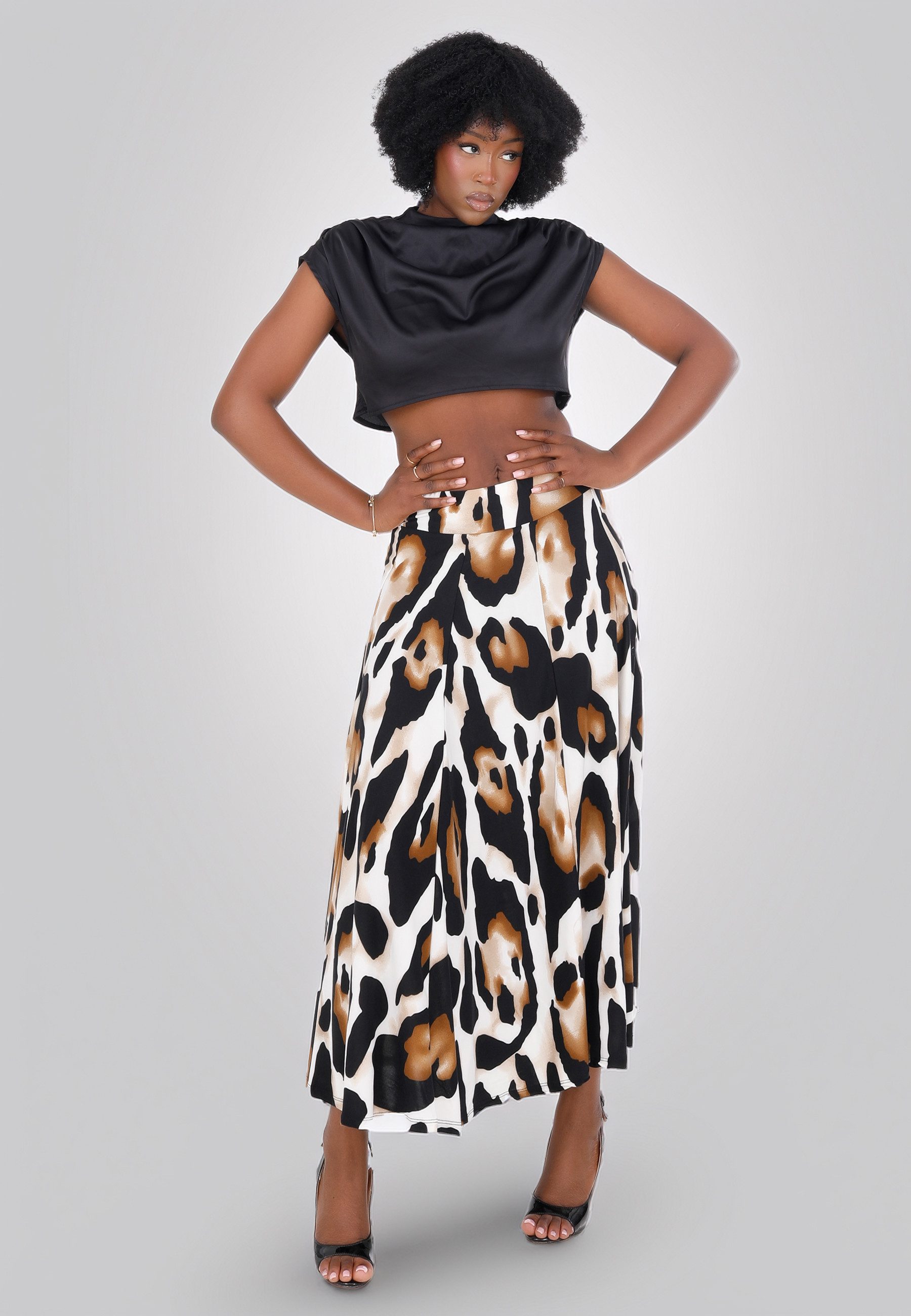 YC Fashion & Style Midirock High-Waist mit Animal-Print – Fließend, elegant und bequem mit allover Print