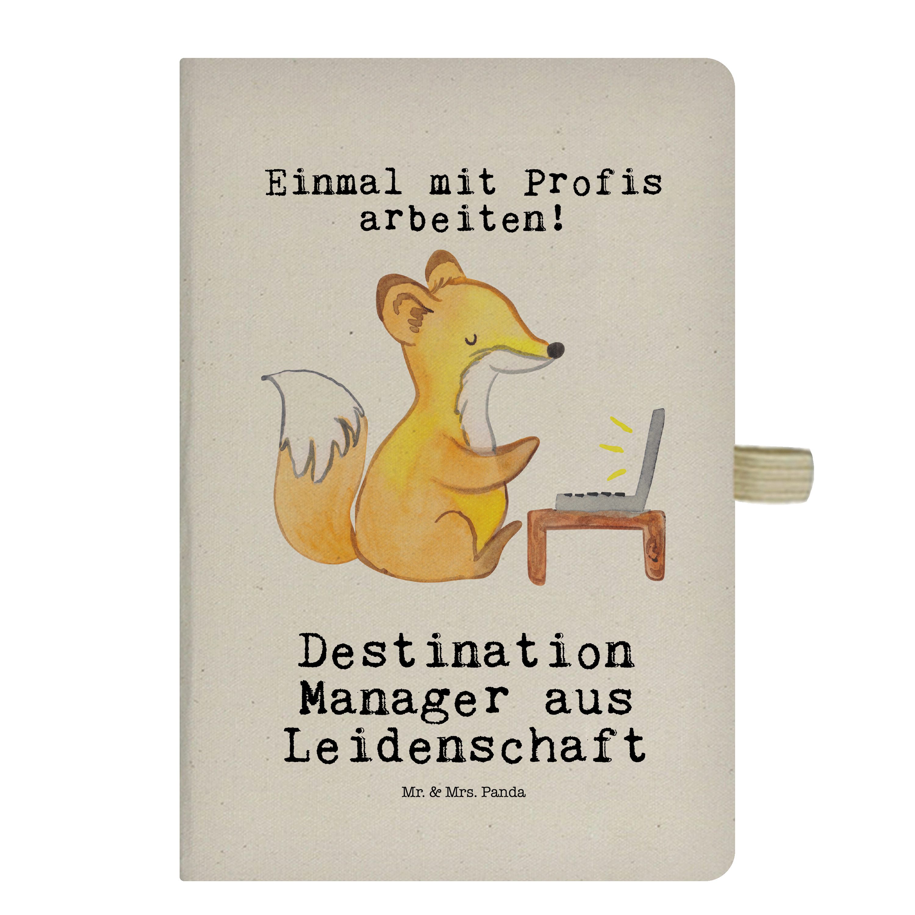 Mr. & Mrs. Panda Notizbuch Destination Manager aus Leidenschaft - Transparent - Geschenk, Kladde Mr. & Mrs. Panda