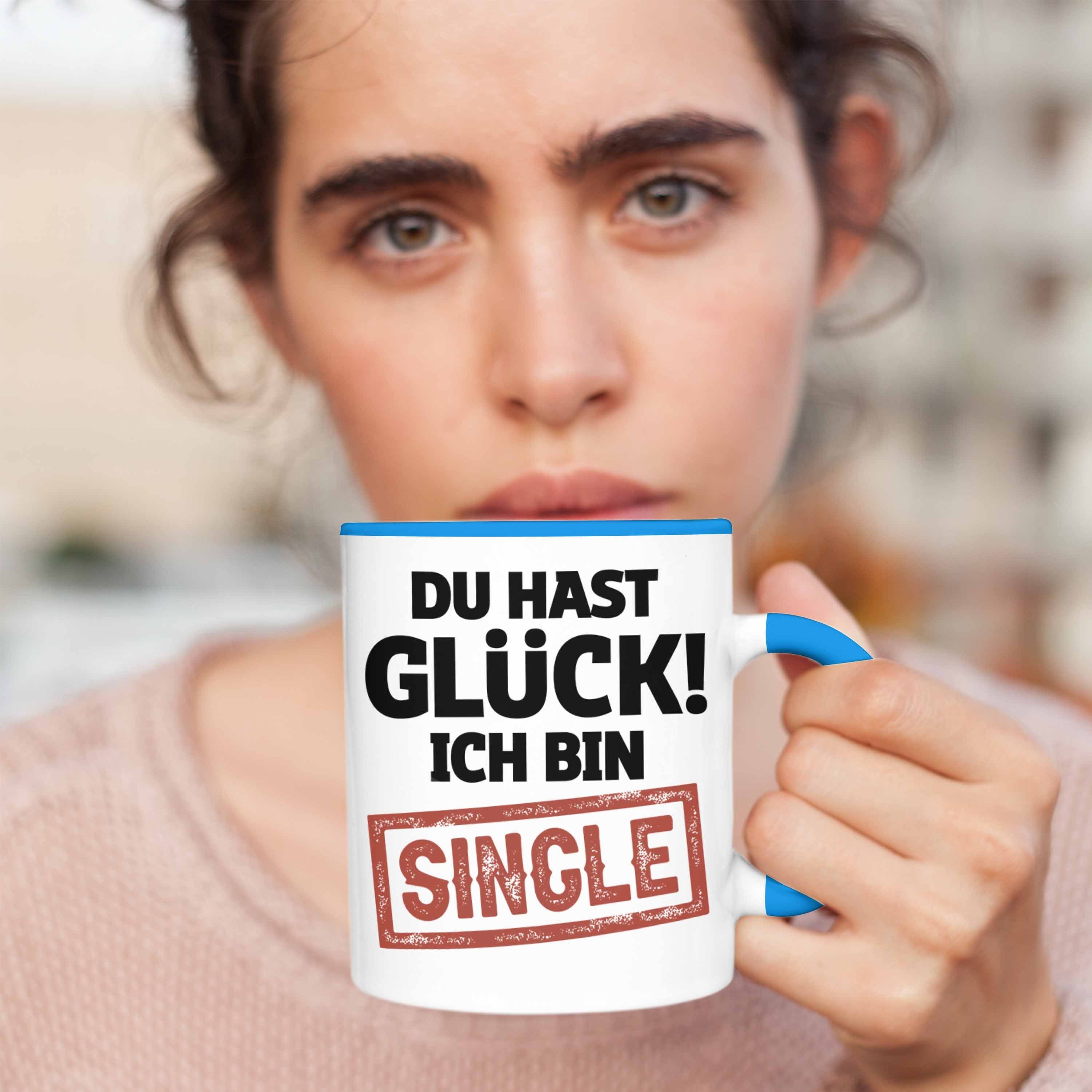 Tasse Geschenkidee Geschenk Solo Trendation Kaffee-Becher Blau Single Tasse Kollege