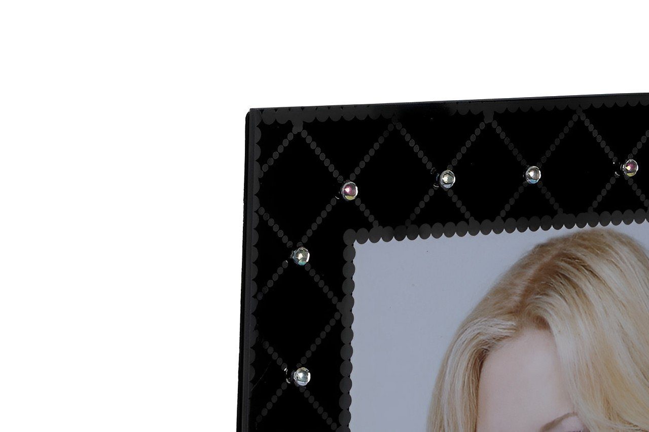 Dekonaz Bilderrahmen Glamour XL 20x25cm Strasssteine schwarz Wand+Tisch Bilderrahmen mit