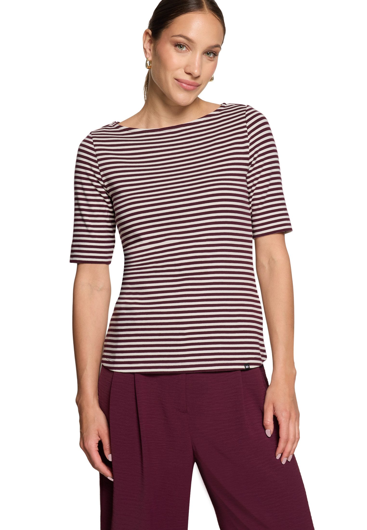Kurzarmshirt Damen Shirt mit U-Boot-Ausschnitt
