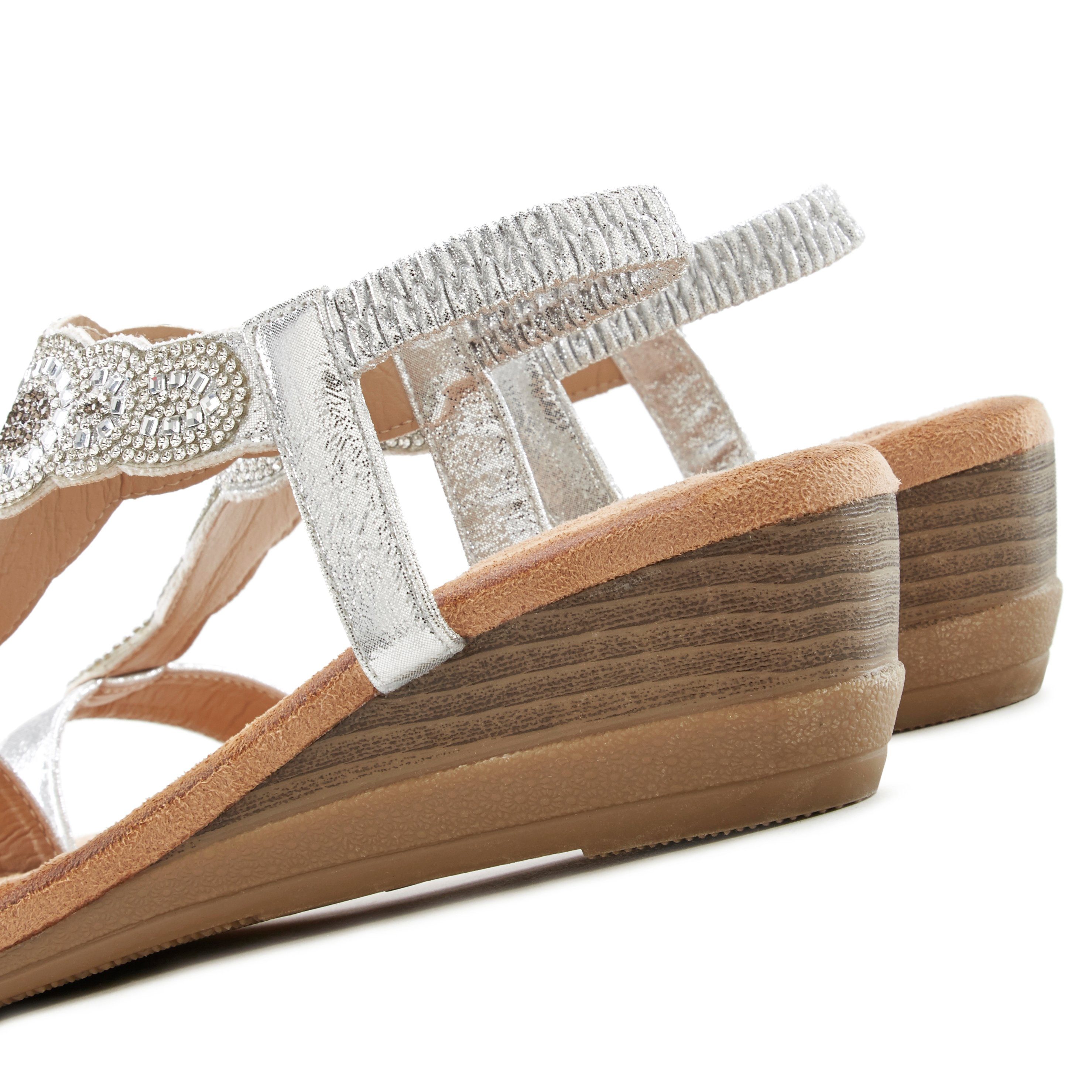 LASCANA Sommerschuh Sandalette Sandale, Sommerschuh mit leichtem Keilabsatz und Glitzer-Steinchen