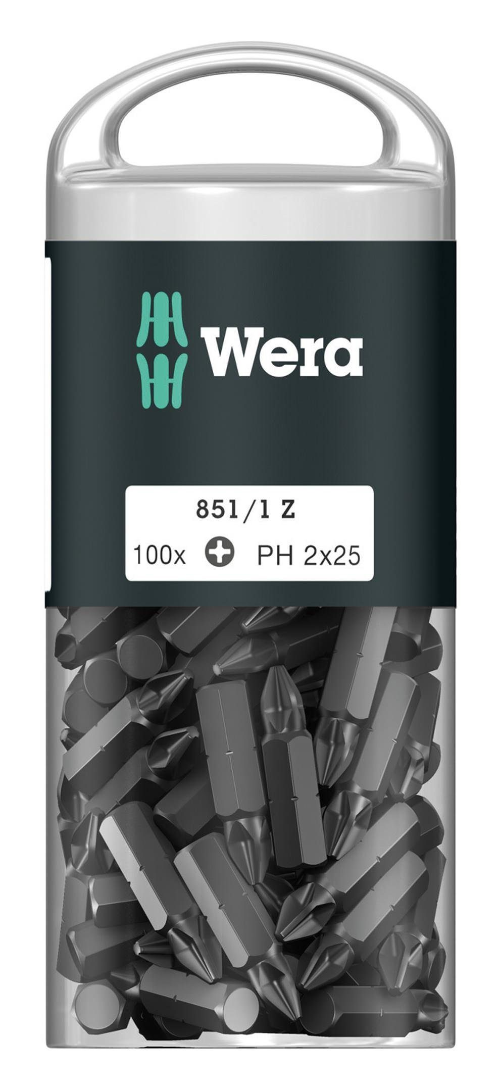 Wera Kreuzschlitz-Bit, 1/4" Din3126 E6,3 PH2 x 25 mm 100er Pack