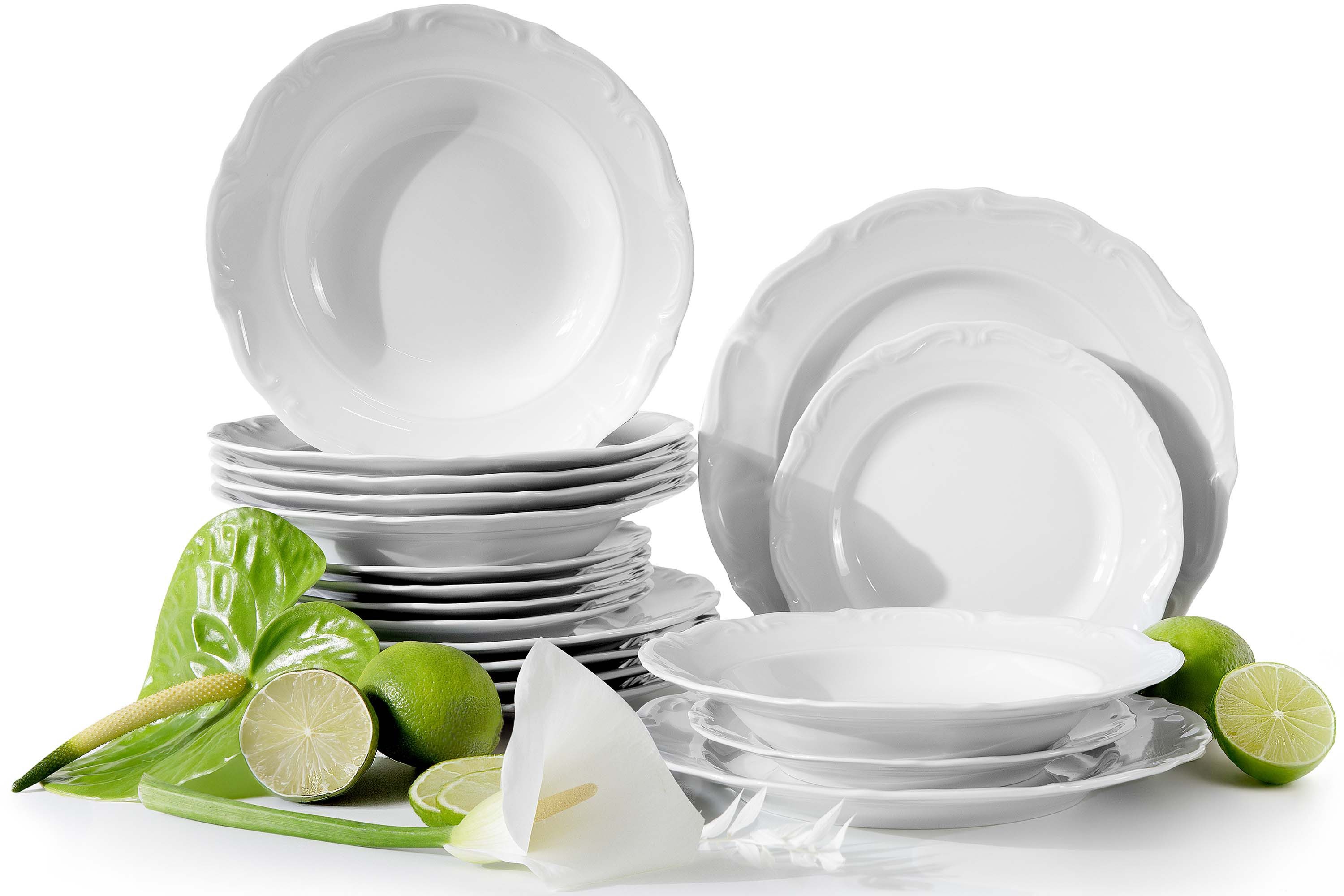 KONSIMO® Tafelservice CHODZIEZ MARIA TERESA Geschirrset, Hochwertiges Premium-Porzellan (18-tlg), 6 Personen, Porzellan, elegantes Tafelservice