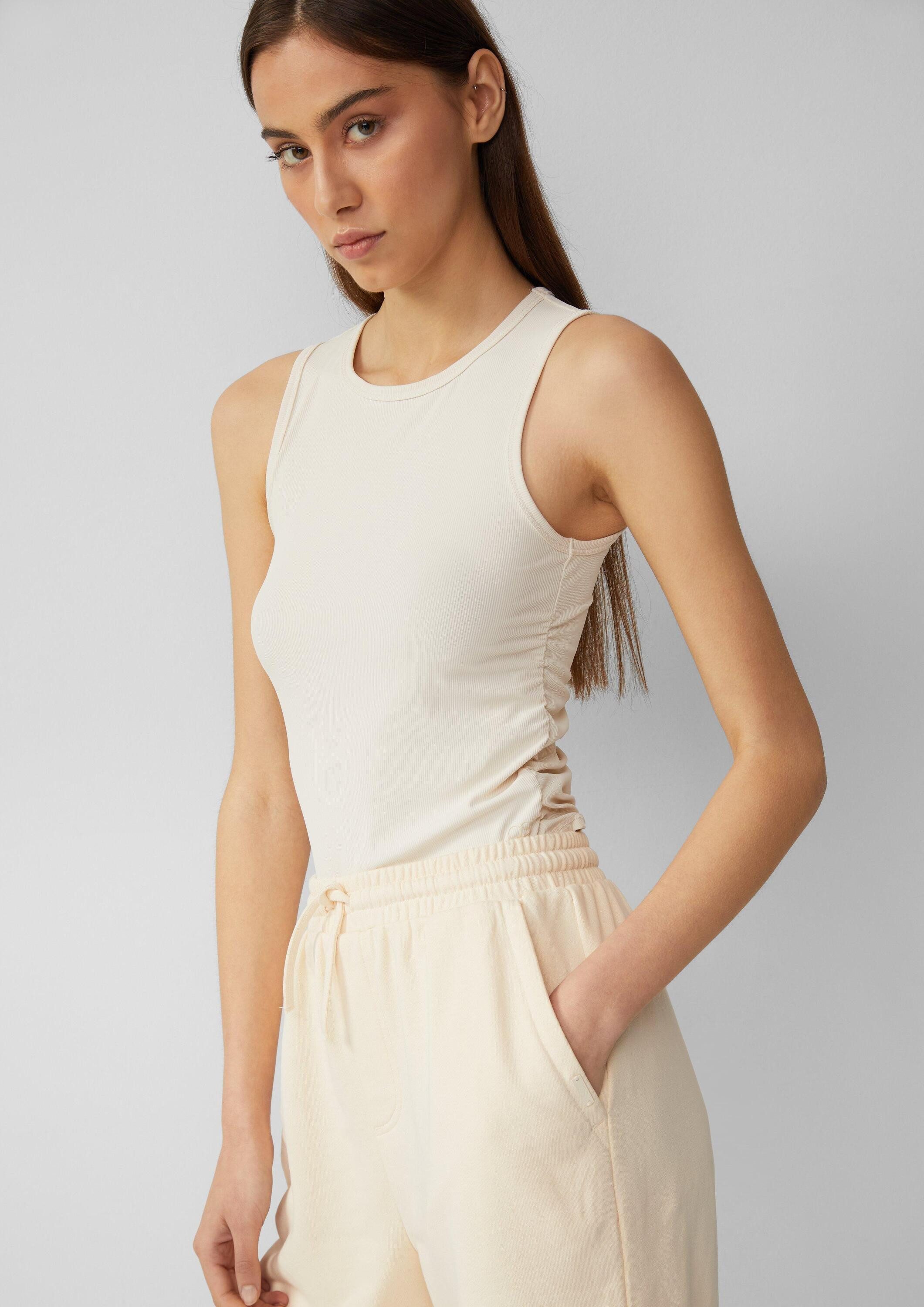 QS Muskelshirt T-Shirt Ripptop mit seitlicher Raffung, QS x Vanessa Mai
