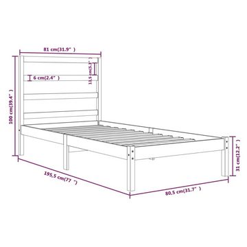 vidaXL Bett Massivholzbett 75x190 cm