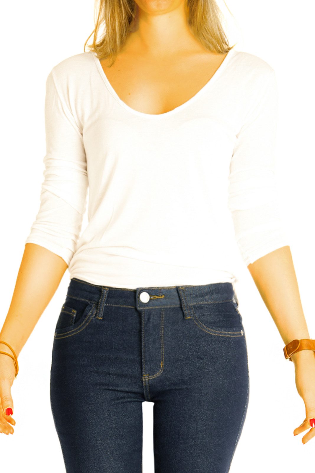be styled Bootcut-Jeans Hüftjeans Bootcut Jeanshose blaue Stretch Schlaghose - Damen - j43k-1 indigoblau
