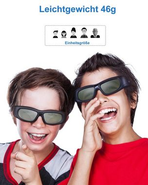 TPFNet 3D-Brille Aktive Shutterbrille für Bluetooth / RF 3D TVs, Samsung, Panasonic, Epson, etc. - wiederaufladbar - Schwarz - 2 Stück