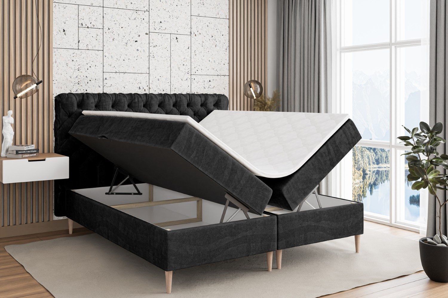 ALTDECOR Boxbett BOXI8-F (Multipocket-Matratze H4, H3 Matratze Bonellfederung, Topper, Kopfteil)