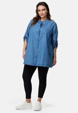 Kekoo Kurzarmbluse Bluse A-Linie in Denim Look aus 100% Baumwolle