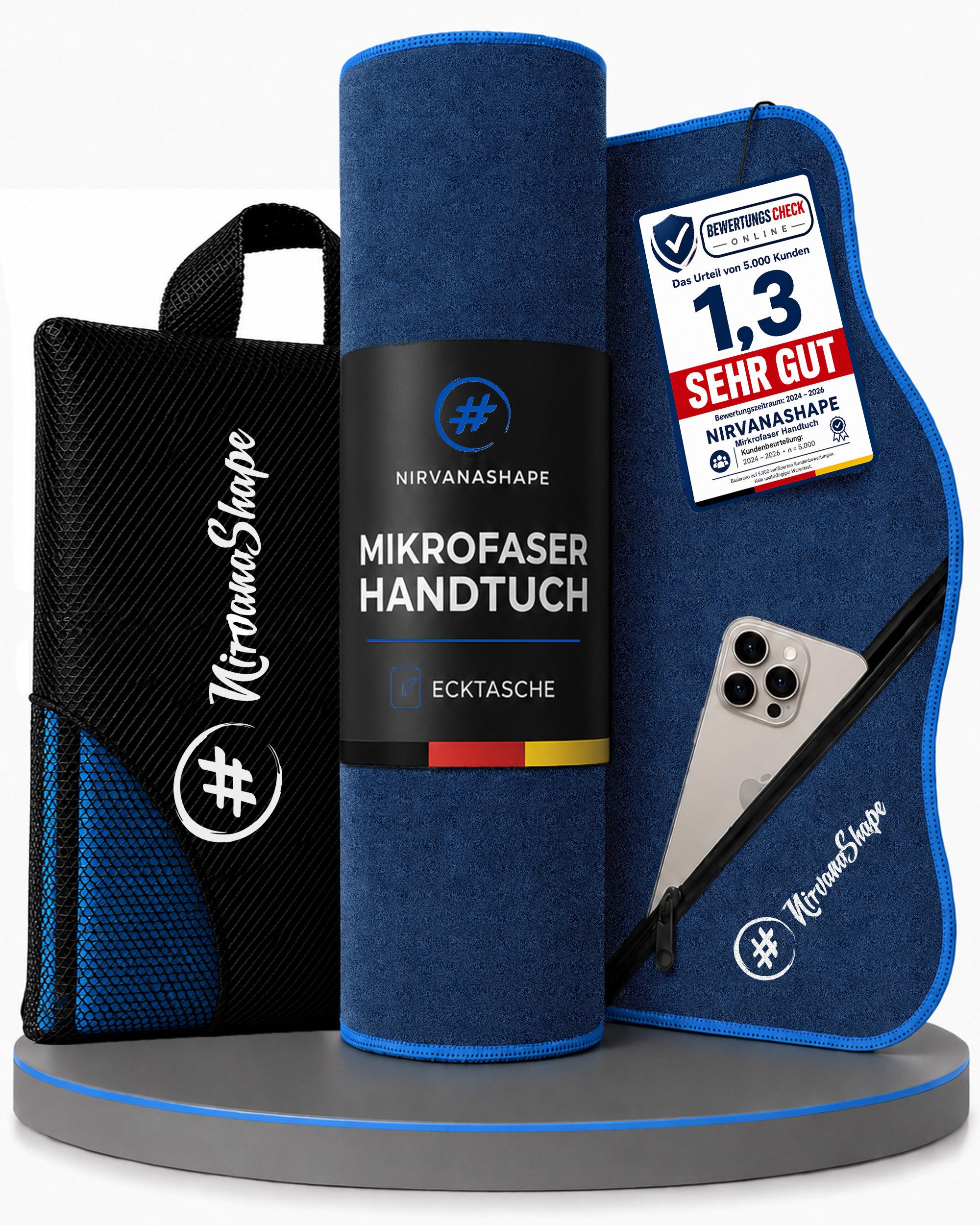 NirvanaShape Sporthandtuch Mikrofaser Handtuch, Microfaser Handtücher als Reisehandtuch, (Set), Microfaser Handtuch als Strandtuch oder Fitneesshandtuch