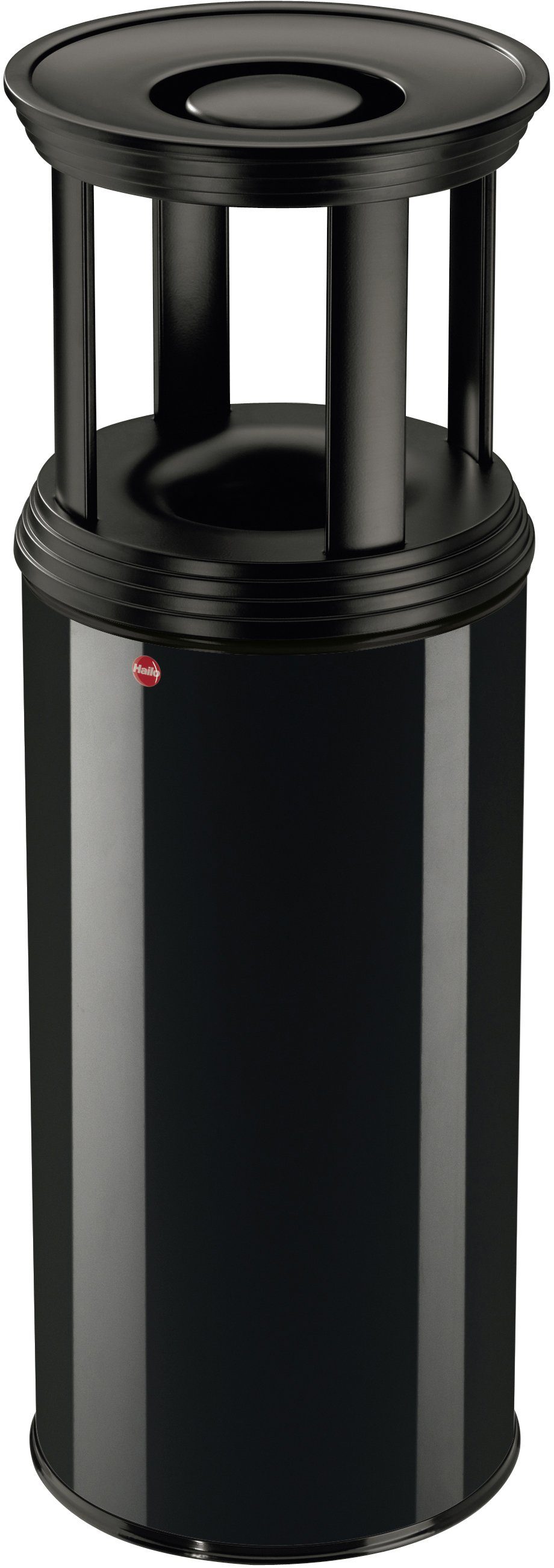 Hailo Aschenbecher ProfiLine Safe Plus XL, 45 Liter, Stahlblech, flammenlöschender Papierkorb mit Ascherschale schwarz