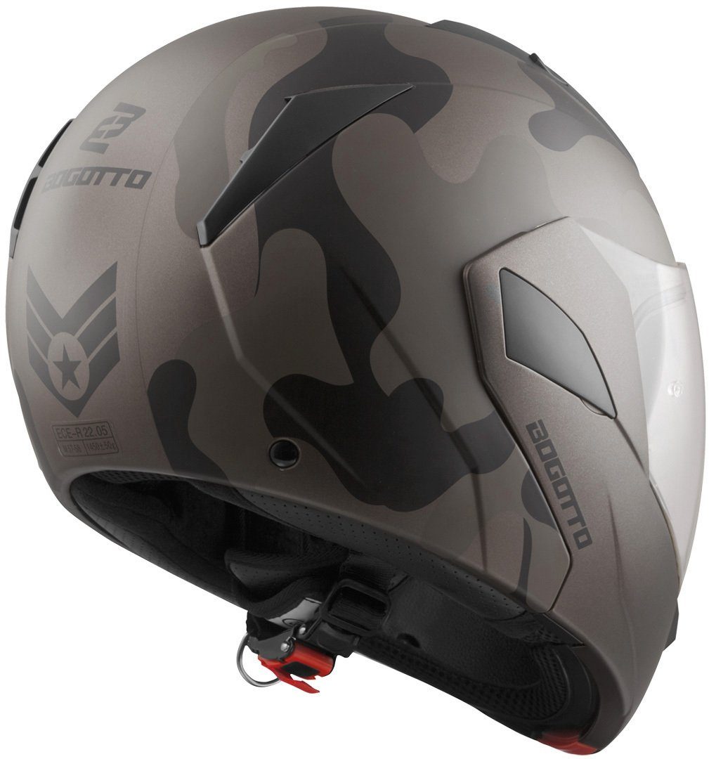 Bogotto Motorradhelm V280 Camo Klapphelm, integriertes Sonnenvisier