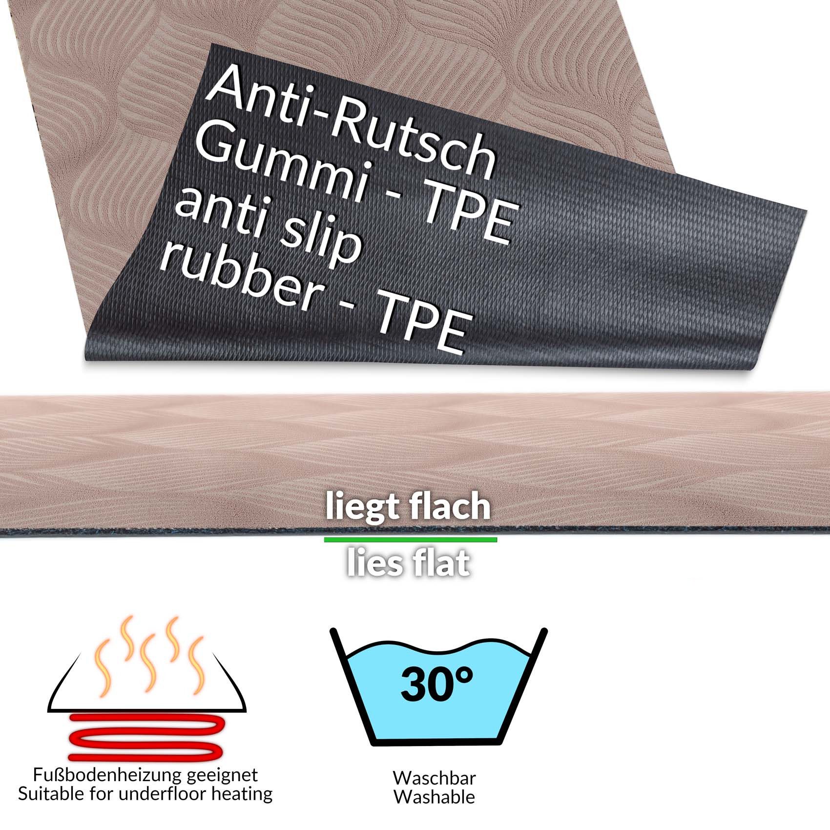 ANRO Küchenläufer BAKER Hochwertig Läufer Küchenteppich Teppich Textil, Eckig, Höhe: 3 mm, Velour – Bild 3 von 5